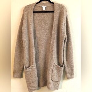 H&M Wool Alpaca Oversized Fuzzy Cardigan Size XS Tan